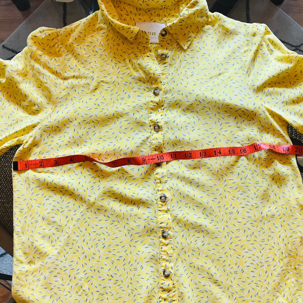 Maeve! Beautiful Patterned Yellow Button Down Blo… - image 7